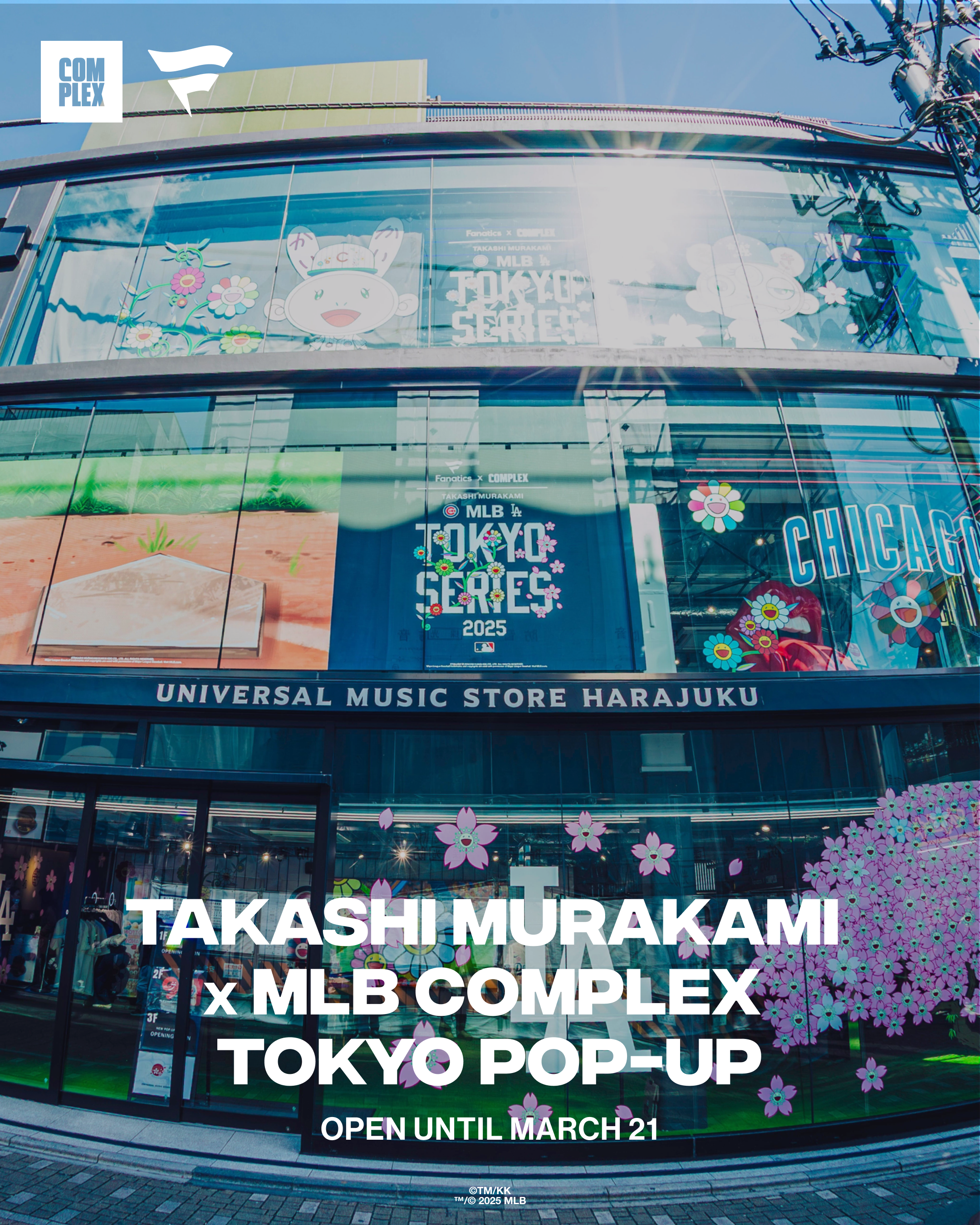 Tokyo pop-up campaign photograph of the decorated Universal Music Store Harajuku facade.
